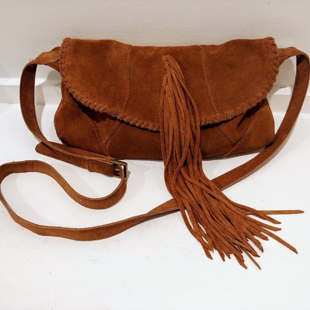 Lucky Brand Boho Suede Fringe Crossbody Bag